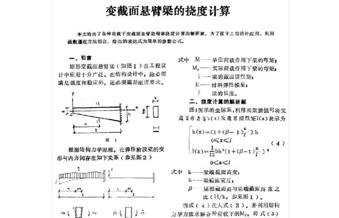 悬臂梁受三角形荷载时的挠度和弯矩公式