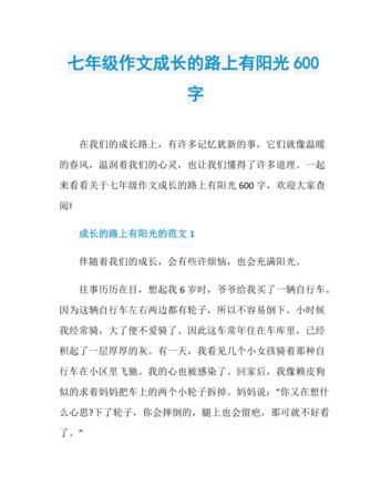 阳光路上的作文800字 初二