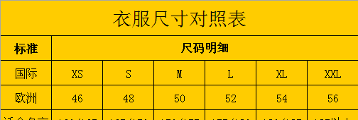 欧码和中国码衣服的对比表格,欧洲尺码和中国尺码对照表图1