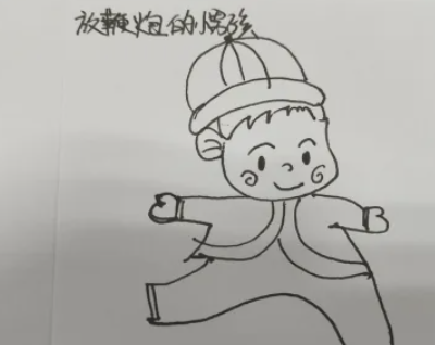 小孩放鞭炮简笔画,春节小孩放鞭炮简笔画 小女孩图7