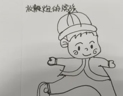 小孩放鞭炮简笔画,春节小孩放鞭炮简笔画 小女孩图8