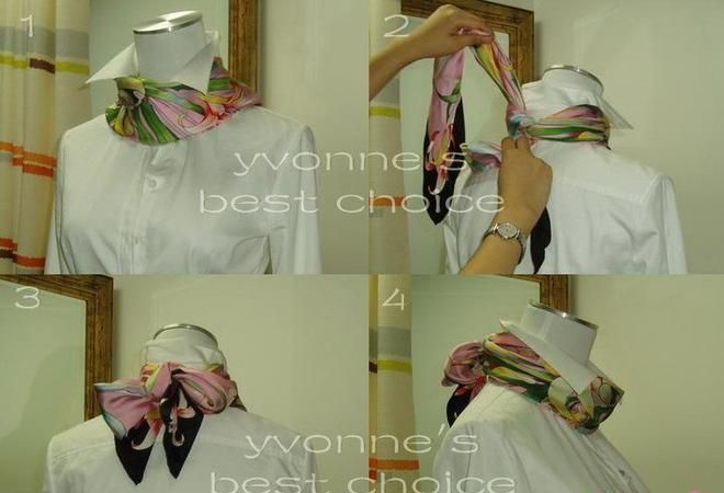 空姐丝巾的各种系法图片